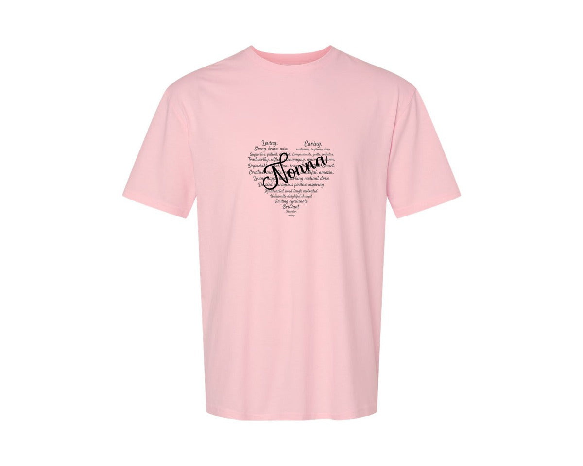 brand:Generic|color:Pink|Nonna Heart Shape Mothers Day Graphic T-Shirt