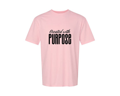 brand:Generic|color:Pink|Created With Purpose Sleeve Design Graphic T-Shirt