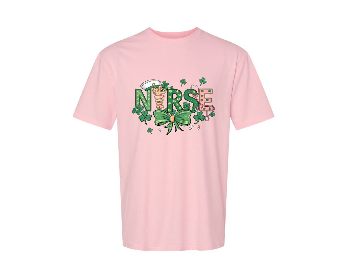 brand:Generic|color:Pink|St Patricks Day Nurse Lucky Nurse 6 Graphic T-Shirt