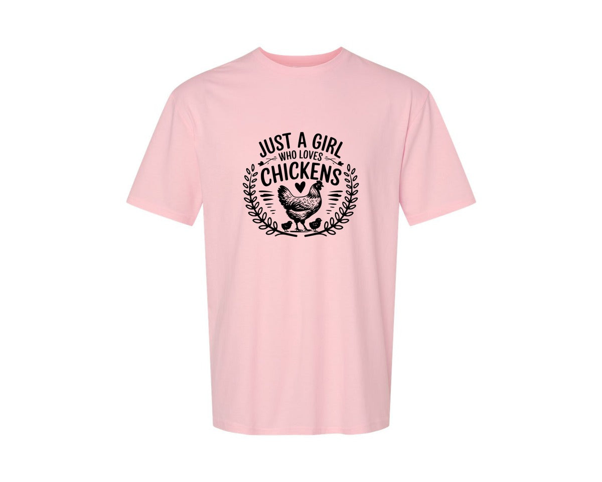 brand:Generic|color:Pink|Just A Girl Who Loves Chickens T Shirt D Graphic T-Shirt