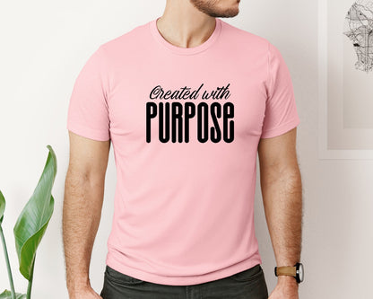 brand:Bella Canvas|color:Pink|Created With Purpose Sleeve Design Graphic T-Shirt