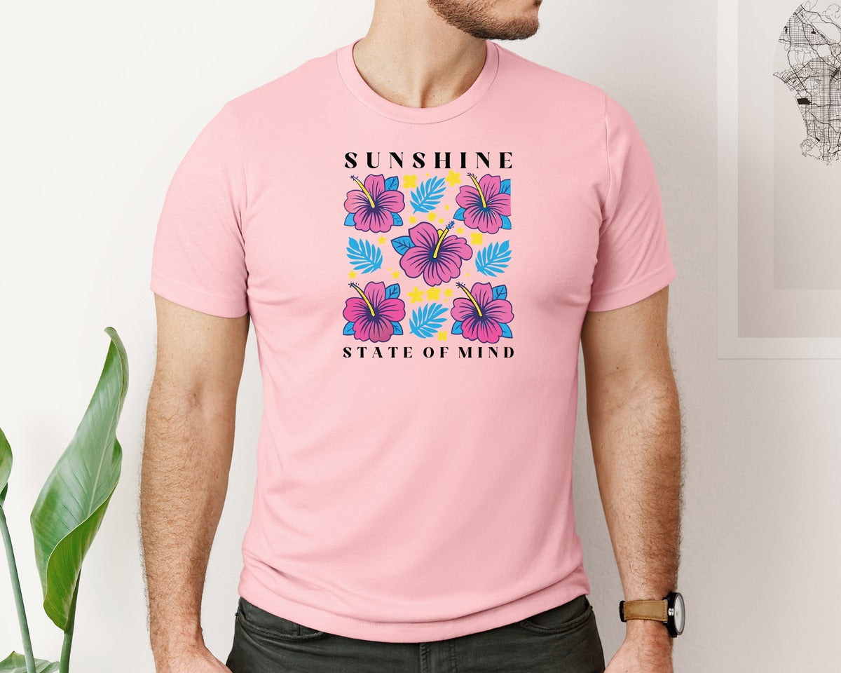 brand:Bella Canvas|color:Pink|Sunshine State Of Mind Summer Graphic T-Shirt