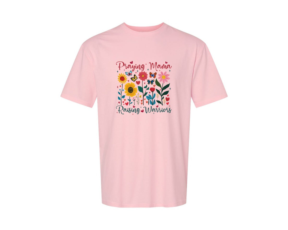 brand:Generic|color:Pink|Praying Mama Raising Warriors Boho Graphic T-Shirt