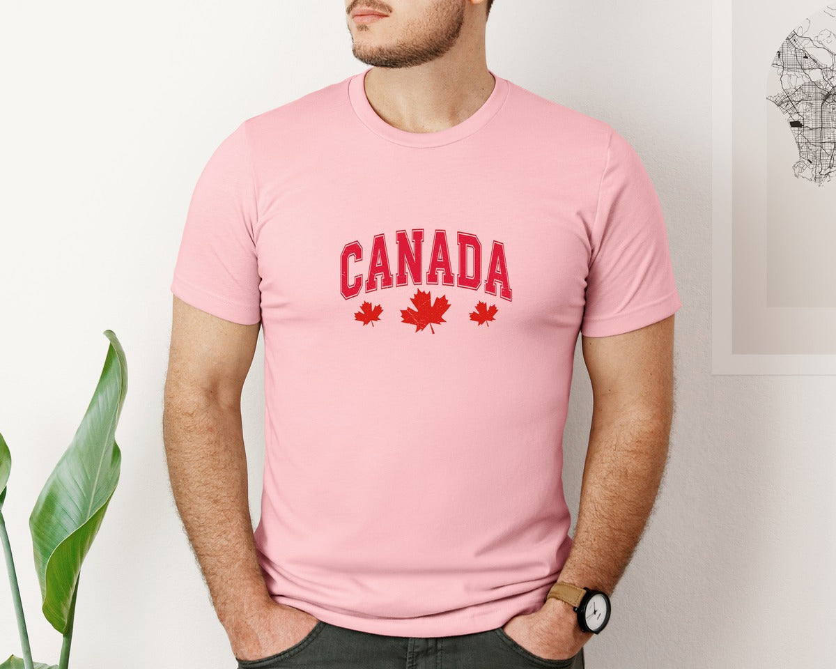 brand:Bella Canvas|color:Pink|Canada Maple Leaf Canada Graphic T-Shirt
