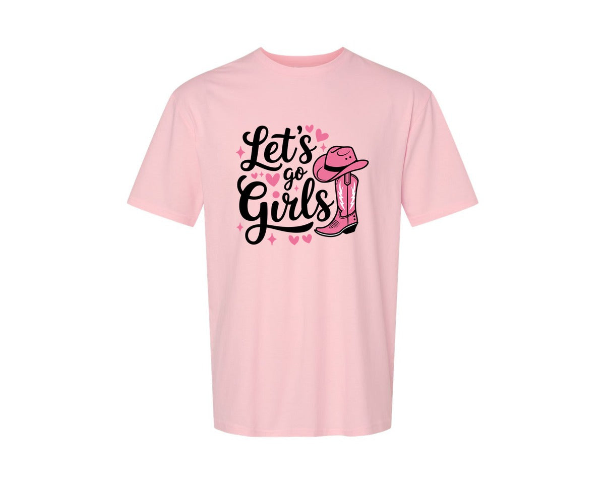 brand:Generic|color:Pink|Lets Go Girls Western Cowgirl Graphic T-Shirt