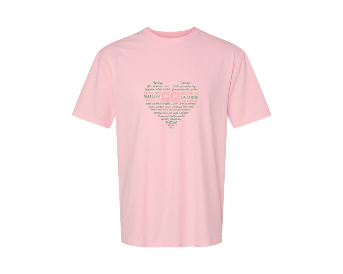 brand:Generic|color:Pink|Gigi Heart Shape Mothers Day Heart 3 Graphic T-Shirt