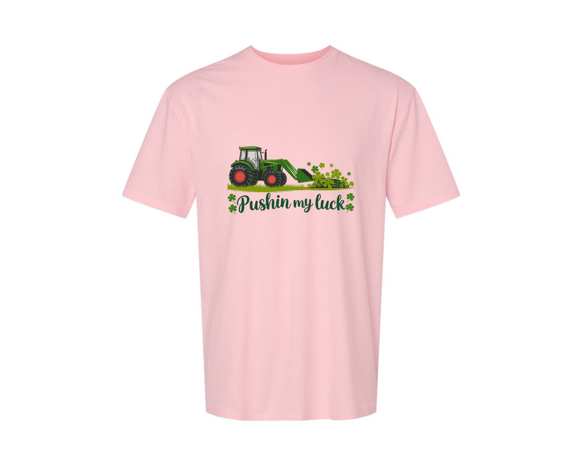 brand:Generic|color:Pink|Pushin My Luck St Patricks Day 3 Graphic T-Shirt