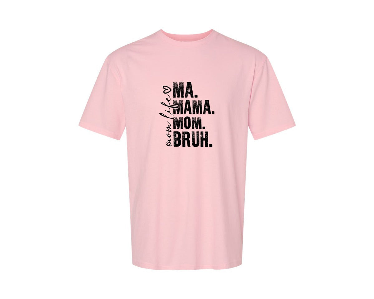 brand:Generic|color:Pink|Funny Mom Ma Mama Mom Bruh 2 Graphic T-Shirt