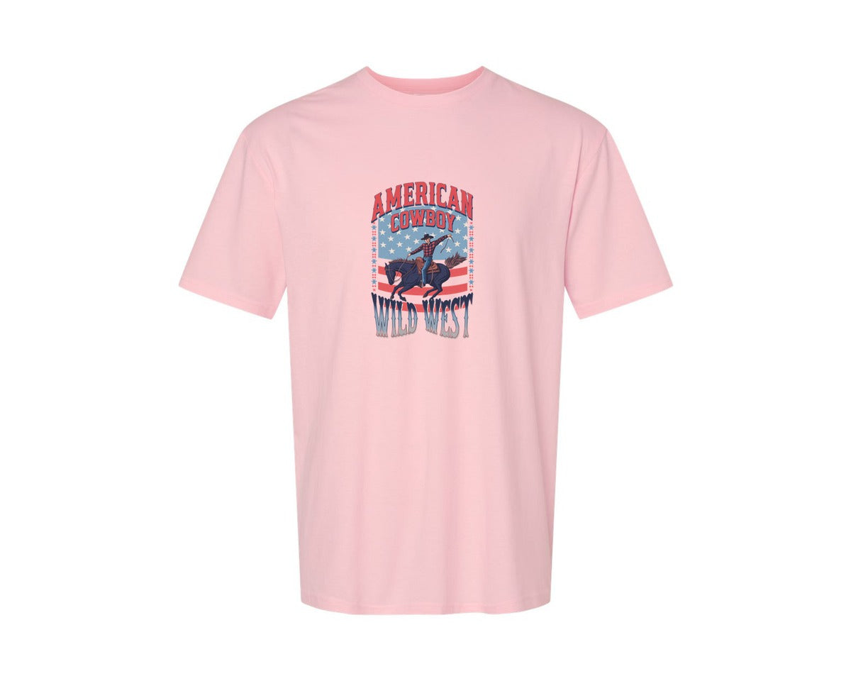 brand:Generic|color:Pink|American Cowboy Wild West Vintage Graphic T-Shirt