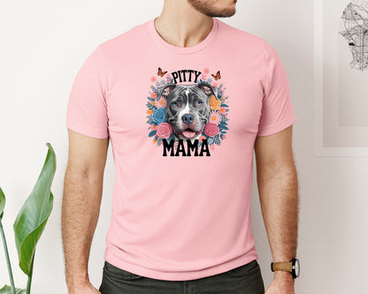 brand:Bella Canvas|color:Pink|Pitty Mama Cute Pitbull Dog Graphic T-Shirt