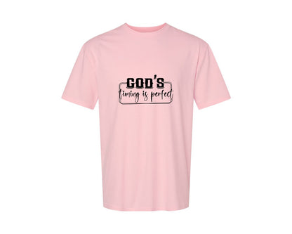 brand:Generic|color:Pink|Gods Timing Is Perfect Sleeve Design Graphic T-Shirt