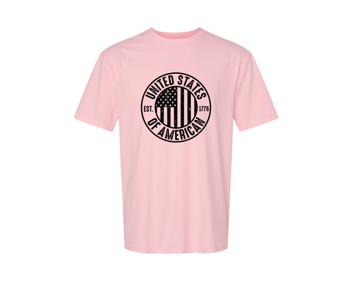 brand:Generic|color:Pink|United States Of America Patriotic Graphic T-Shirt