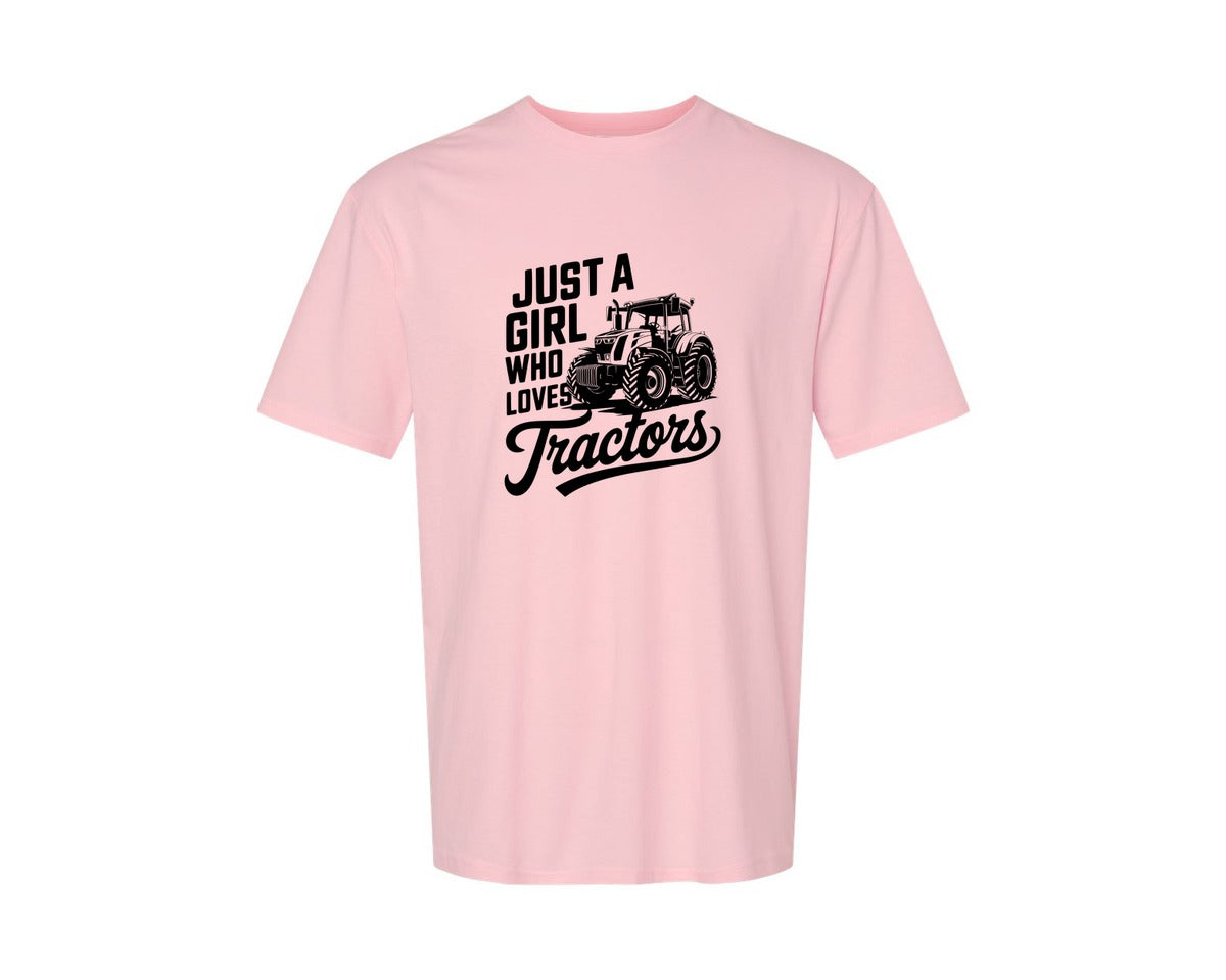 brand:Generic|color:Pink|Just A Girl Who Loves Tractors T Shi Graphic T-Shirt