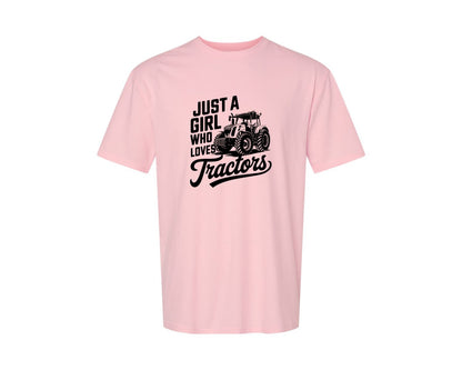brand:Generic|color:Pink|Just A Girl Who Loves Tractors T Shi Graphic T-Shirt