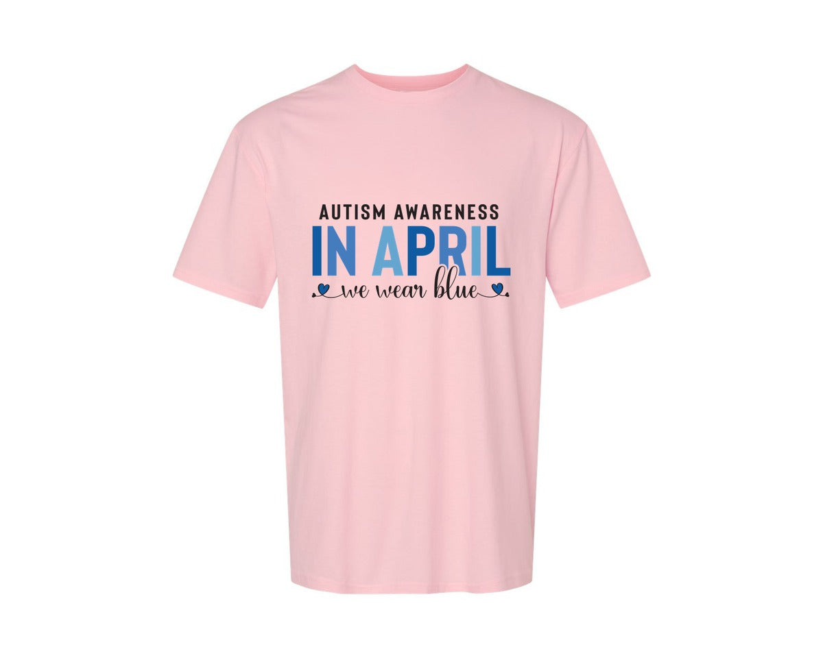 brand:Generic|color:Pink|Autism Awareness In April We Wear Blue 7 Graphic T-Shirt
