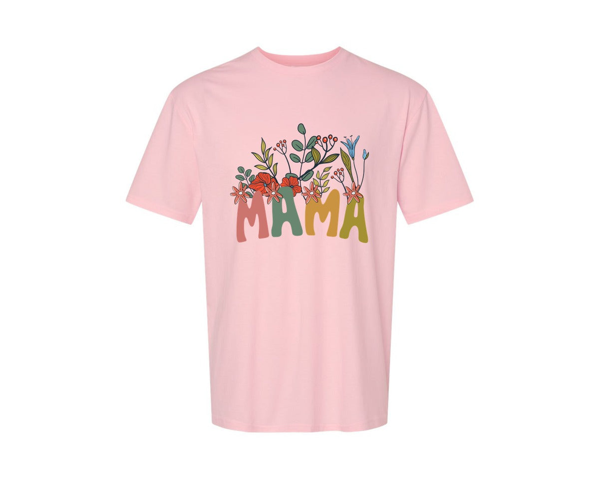brand:Generic|color:Pink|Mama Shirt Wildflowers Mama Shirt Graphic T-Shirt