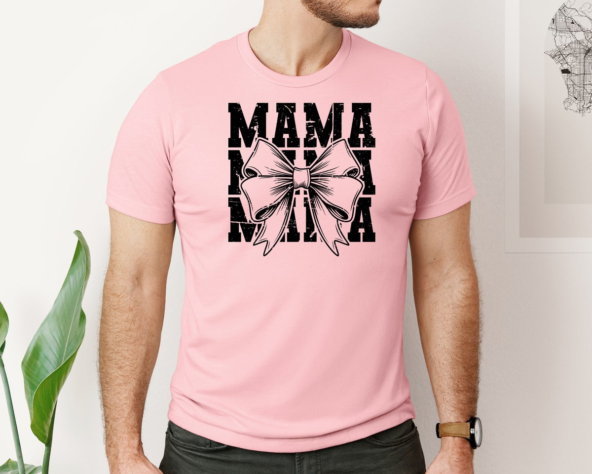 brand:Bella Canvas|color:Pink|Mama Mom Mama Coquette Graphic T-Shirt
