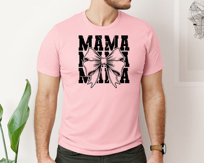 brand:Bella Canvas|color:Pink|Mama Mom Mama Coquette Graphic T-Shirt