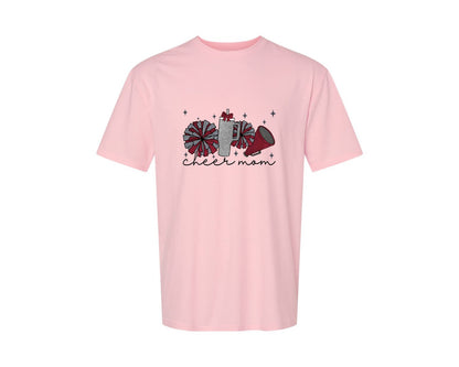 brand:Generic|color:Pink|Cheer Mom Glitter Cheerleading Graphic T-Shirt