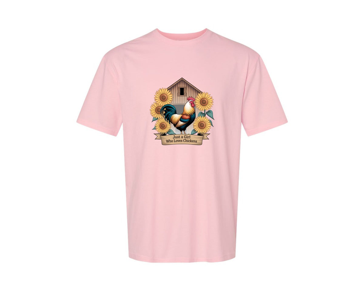 brand:Generic|color:Pink|Just A Girl Who Loves Chickens 8 Graphic T-Shirt
