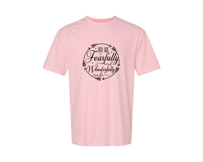 brand:Generic|color:Pink|You Are Fearfully And Sleeve Design Graphic T-Shirt