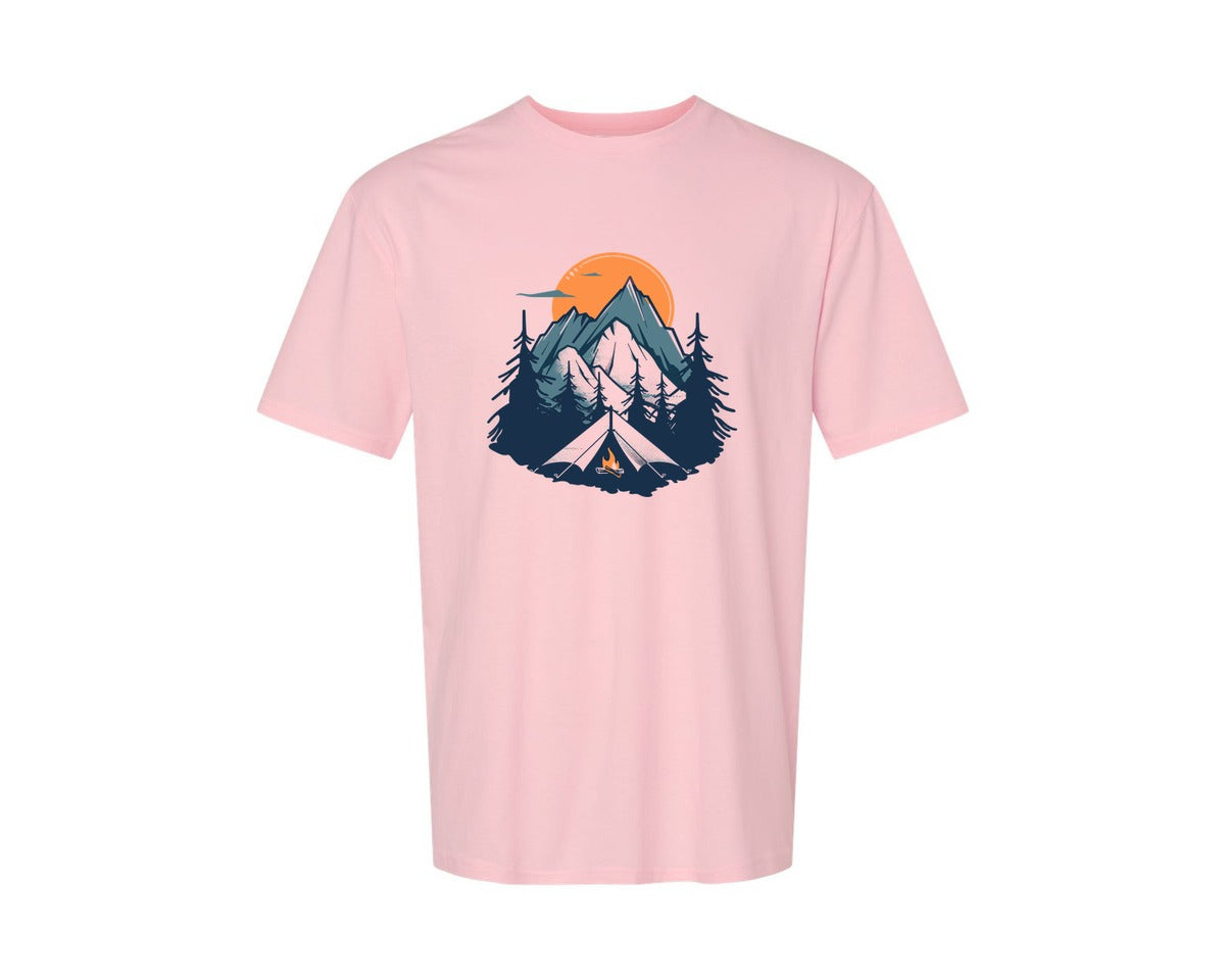 brand:Generic|color:Pink|Sunset Camping Adventure T Shirt Design 8 Graphic T-Shirt