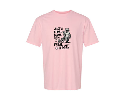 brand:Generic|color:Pink|Funny Mothers Day Raccoon Mama Tired Graphic T-Shirt