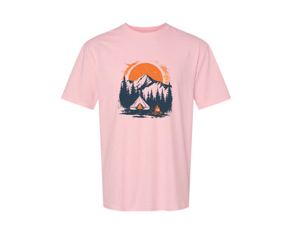 brand:Generic|color:Pink|Sunset Camping Adventure T Shirt Design 3 Graphic T-Shirt