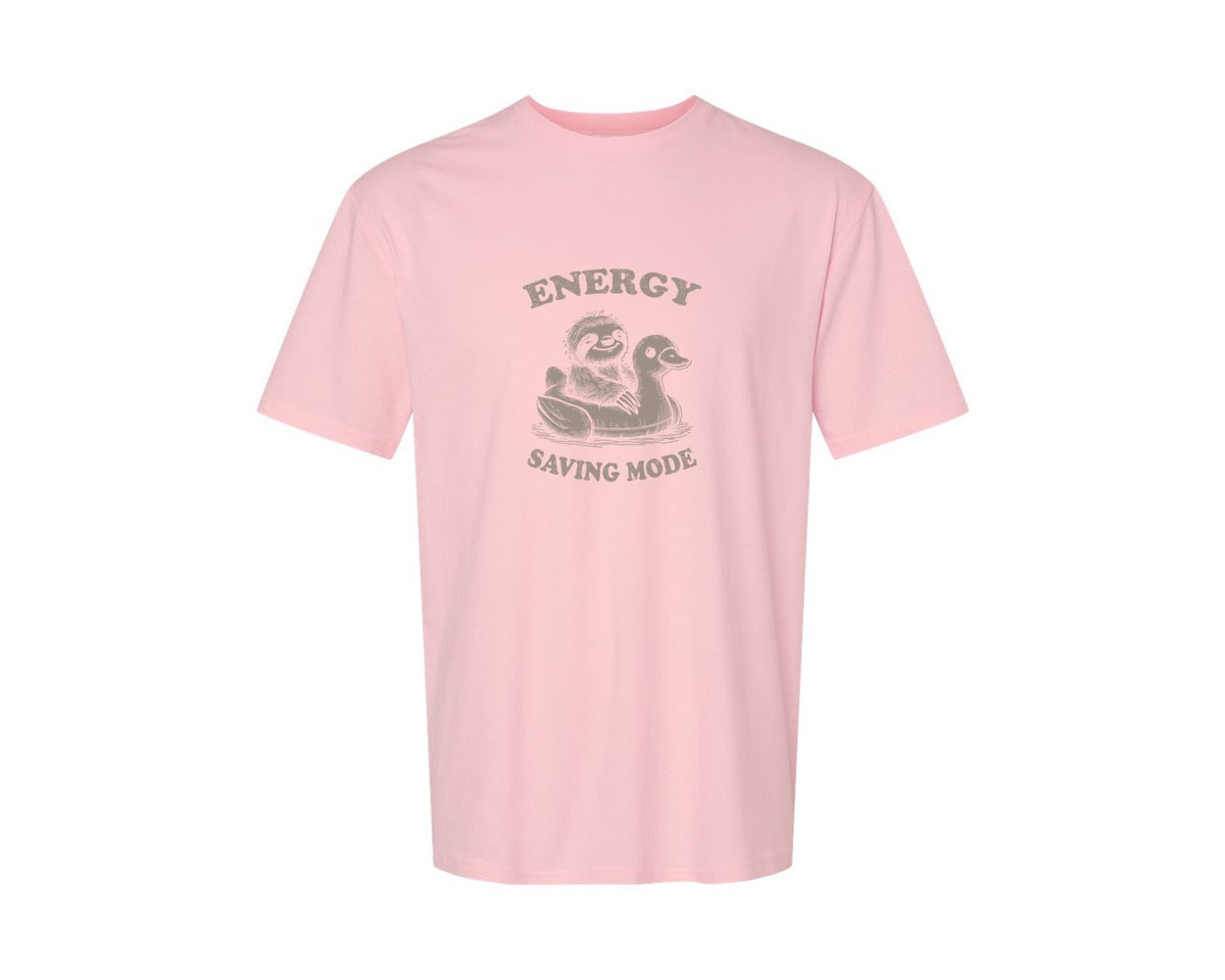 brand:Generic|color:Pink|Energy Saving Mode Sloth On Duck Float Graphic T-Shirt