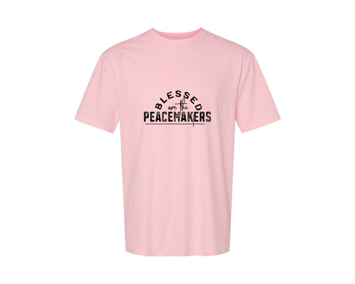brand:Generic|color:Pink|Blessed Are The Peacemakers Sleeve 3 Graphic T-Shirt