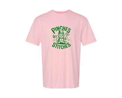 brand:Generic|color:Pink|Pinches Get Stitches Funny St Patri Graphic T-Shirt