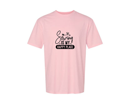 brand:Generic|color:Pink|Sewing Is My Happy Place 36 Graphic T-Shirt
