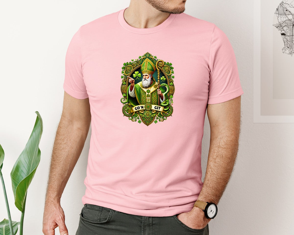 brand:Bella Canvas|color:Pink|St Patricks Day Saint Patrick Graphic T-Shirt