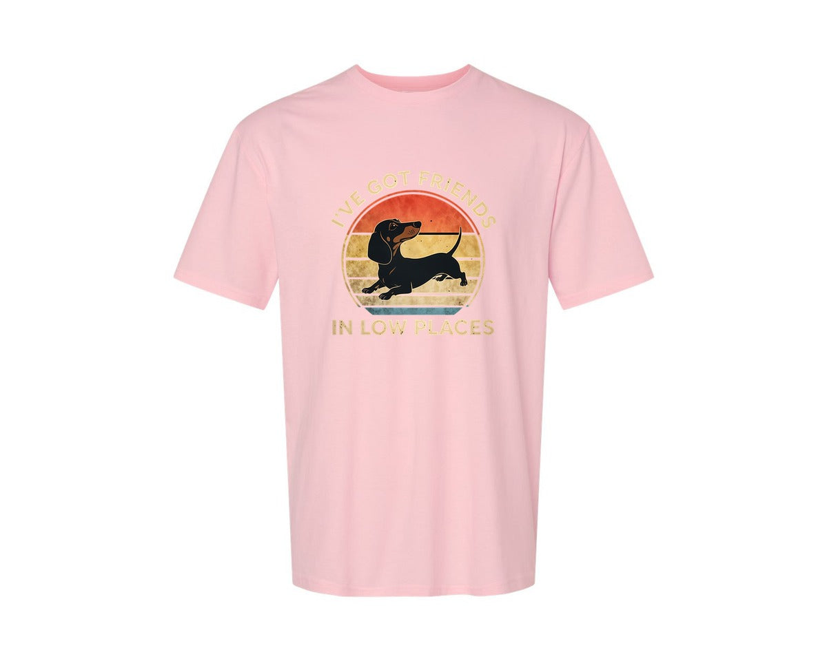 brand:Generic|color:Pink|Dachshund Ive Got Friends In Low Places 2 Graphic T-Shirt