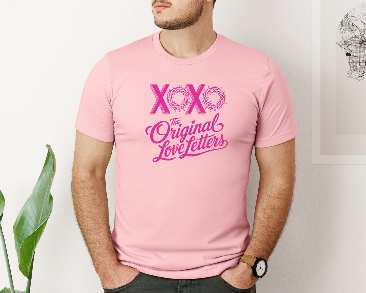 brand:Bella Canvas|color:Pink|Christian Love Religious Valentine Graphic T-Shirt