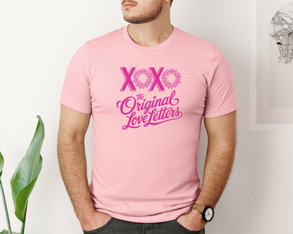 brand:Bella Canvas|color:Pink|Christian Love Religious Valentine Graphic T-Shirt