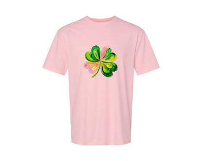 brand:Generic|color:Pink|Brushstroke Shamrock Graphic T-Shirt