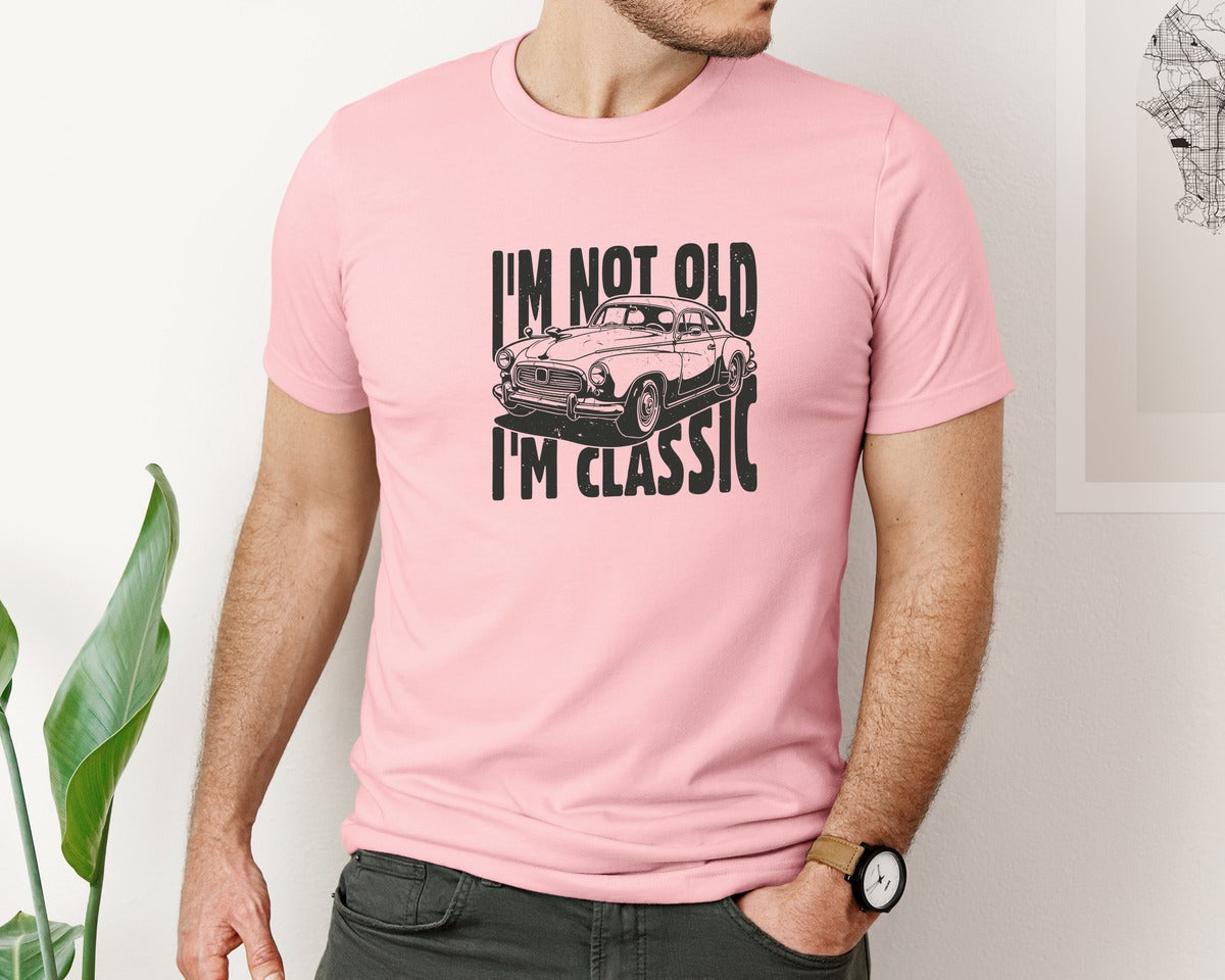 brand:Bella Canvas|color:Pink|Im Not Old Im Classic Vintage Car 3 Graphic T-Shirt