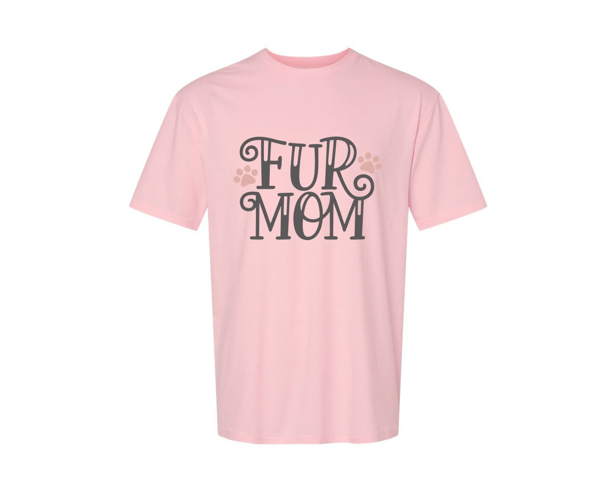 brand:Generic|color:Pink|Fur Mom Cute Crazy Cat Lady Quote 2 Graphic T-Shirt