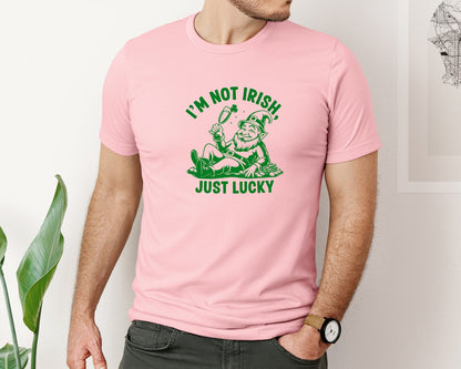 brand:Bella Canvas|color:Pink|Im Not Irish Just Lucky Design Graphic T-Shirt