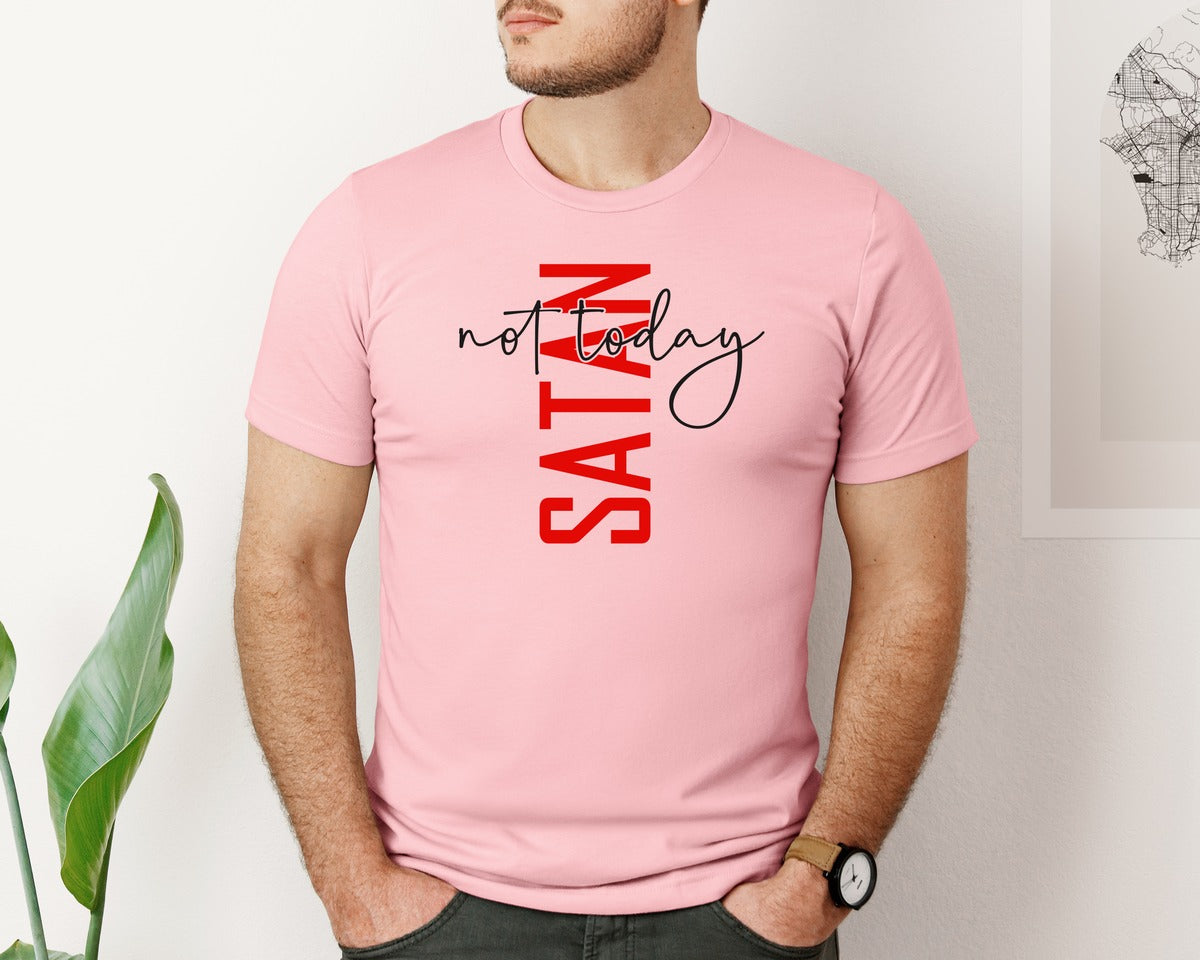 brand:Bella Canvas|color:Pink|Not Today Satan Shirt Design Graphic T-Shirt