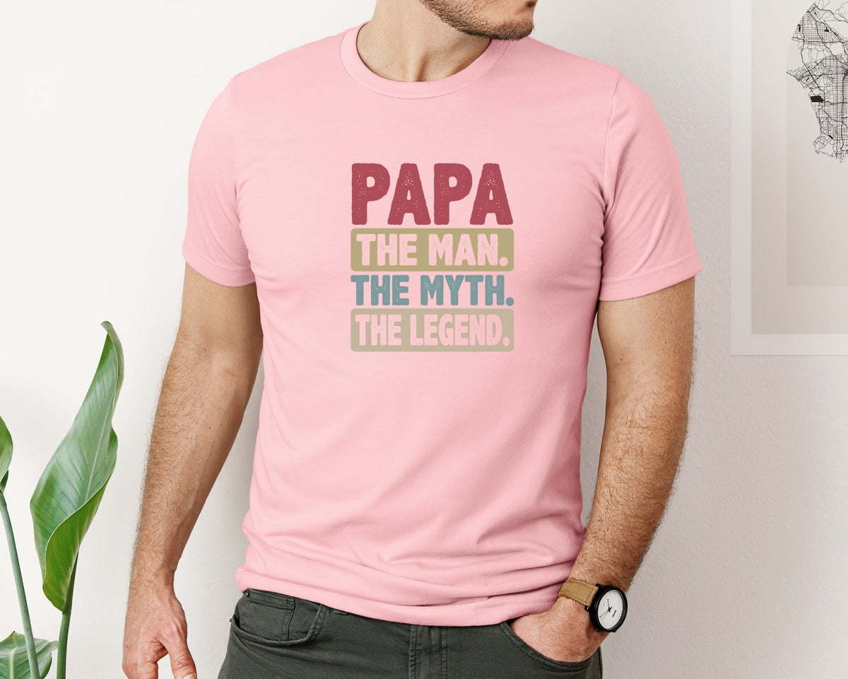 brand:Bella Canvas|color:Pink|Papa Shirt Father Shirt Graphic T-Shirt
