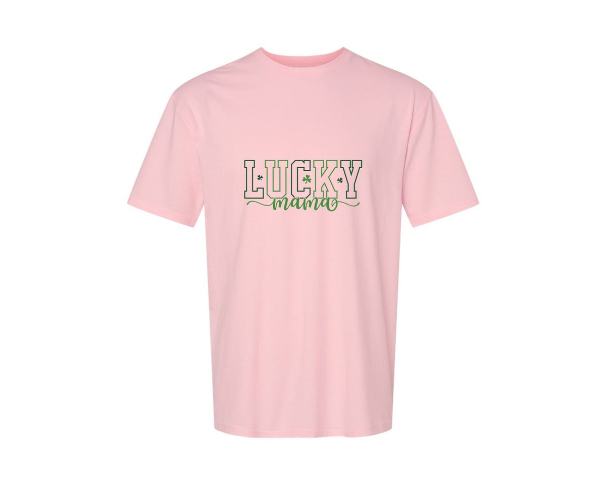 brand:Generic|color:Pink|Shamrock Lucky Mama St Patricks Day Graphic T-Shirt
