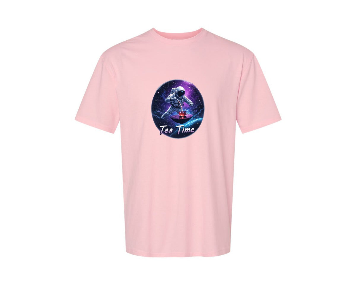 brand:Generic|color:Pink|Astronaut Tea Time In Space T Shirt Graphic T-Shirt