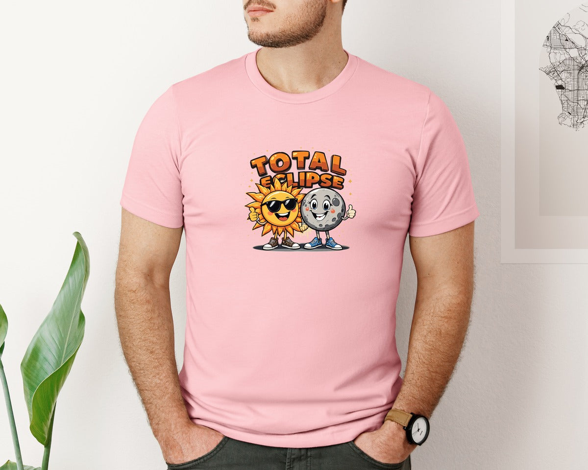 brand:Bella Canvas|color:Pink|Eclipse Cartoon T Shirt Design Graphic T-Shirt