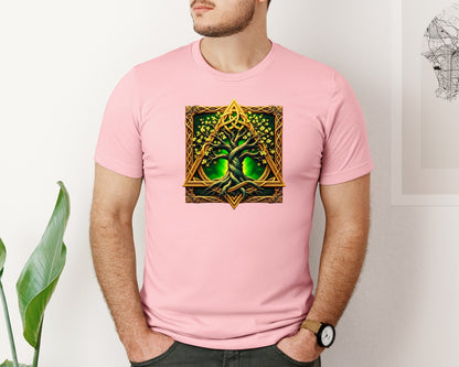 brand:Bella Canvas|color:Pink|Celtic Tree Of Life Mystical Tree Graphic T-Shirt