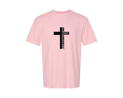 brand:Generic|color:Pink|One Nation Under God Cross Freedom Graphic T-Shirt