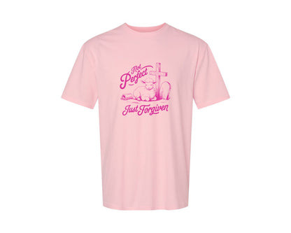 brand:Generic|color:Pink|Not Perfect Just Forgiven Design 18 Graphic T-Shirt