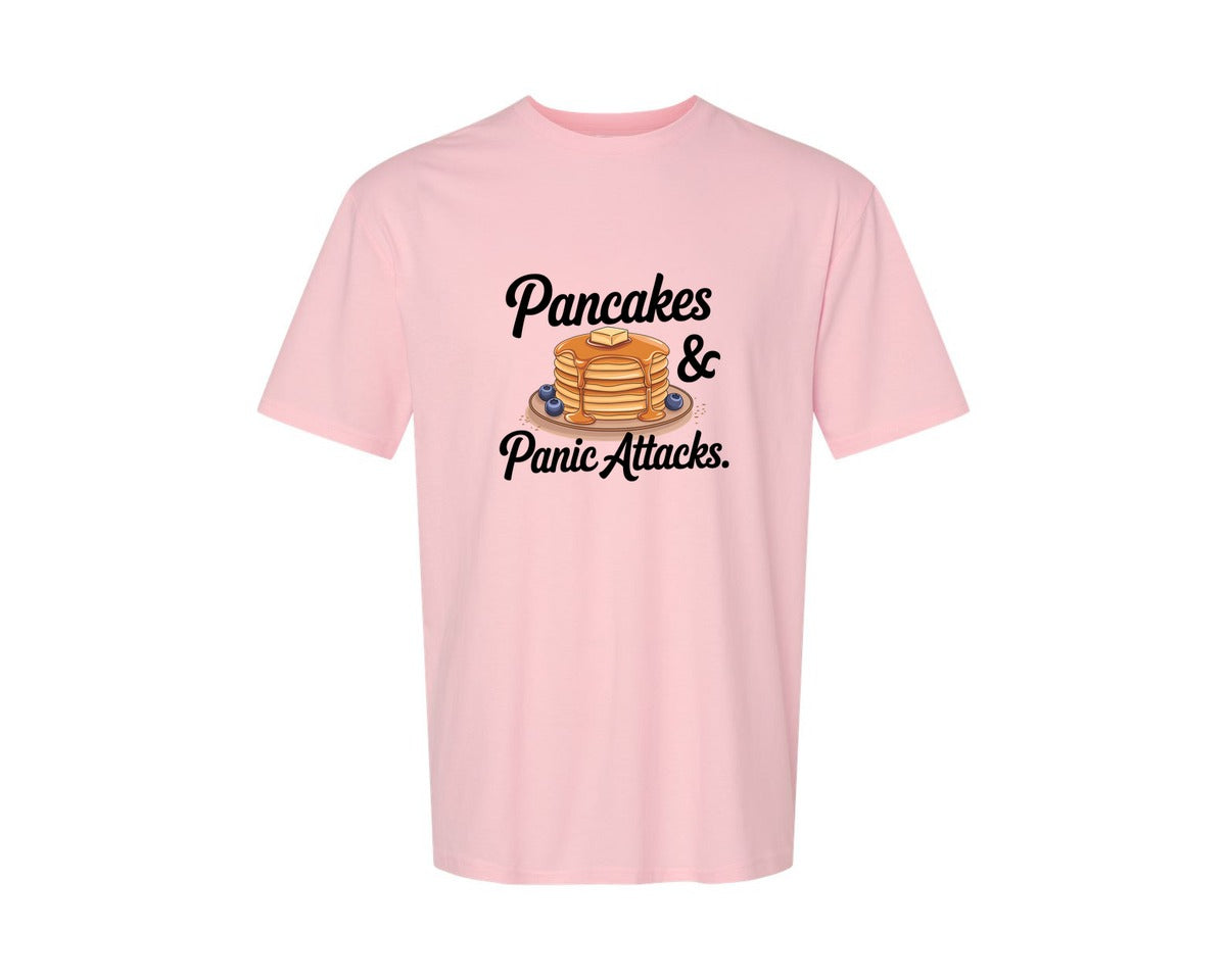 brand:Generic|color:Pink|Pancakes Panic Attacks Graphic T-Shirt