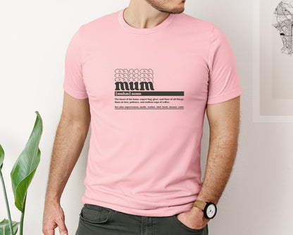 brand:Bella Canvas|color:Pink|Mother Mum Funny Definition Graphic T-Shirt